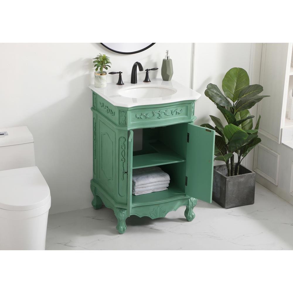 24 inch Single Bathroom vanity in vintage mint. Picture 3
