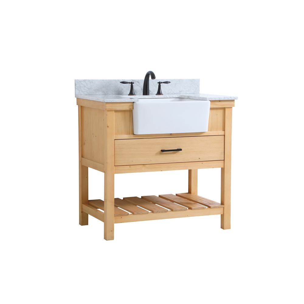 36 inch Single bathroom vanity in natural wood with backsplash. Picture 7