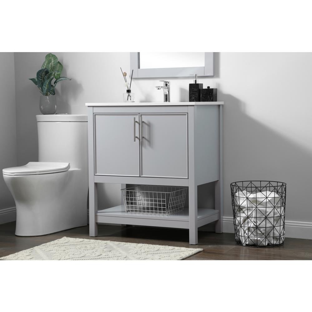 30 Inch SIngle Bathroom Vanity In Grey. Picture 2