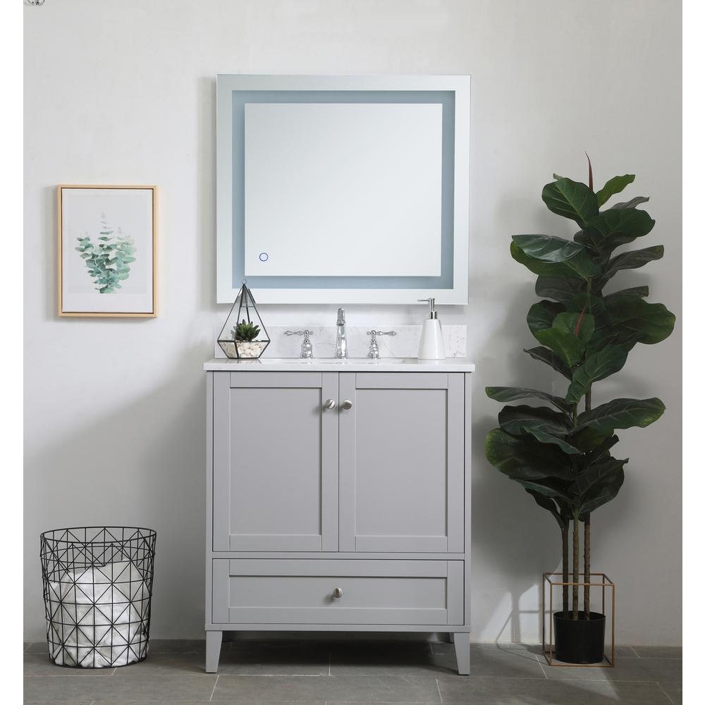 30 inch Single Bathroom Vanity in Grey with Backsplash. Picture 6