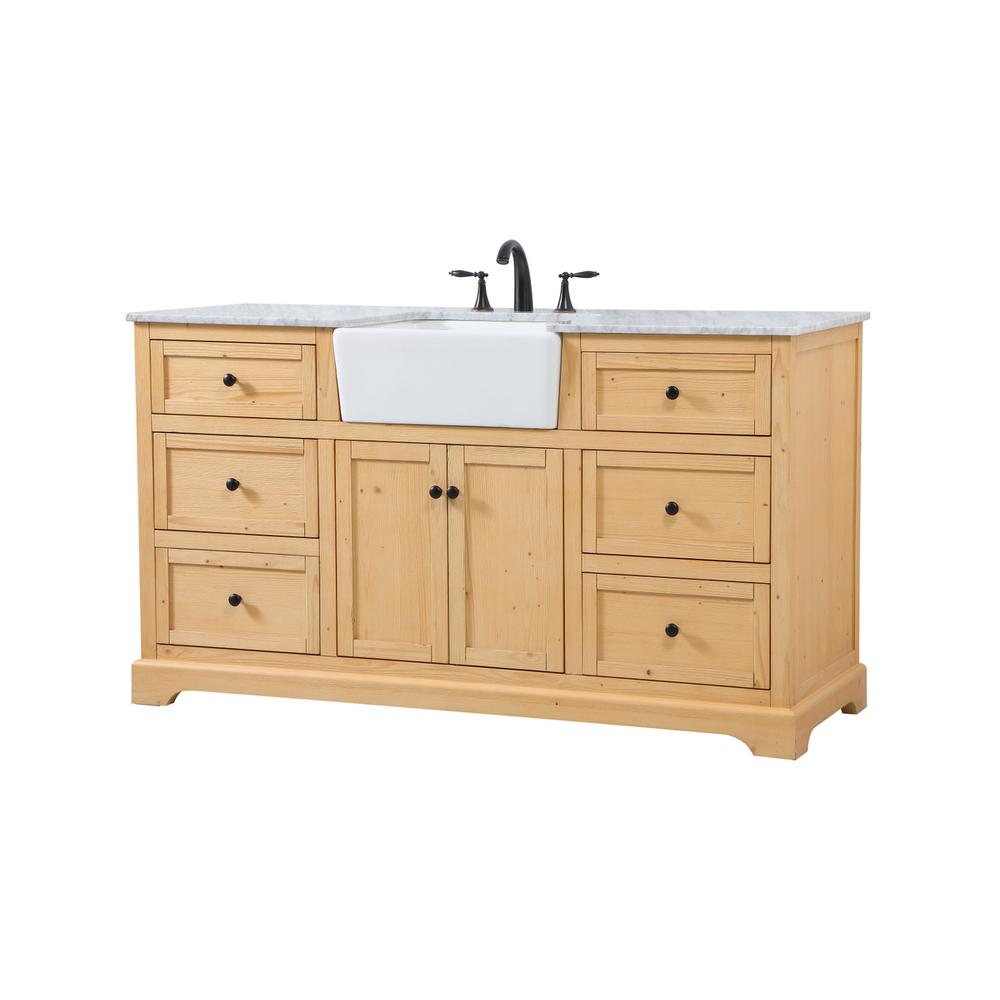 60 inch Single bathroom vanity in natural wood. Picture 7