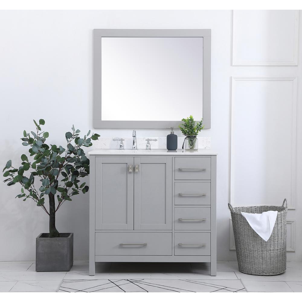 36 inch Single Bathroom Vanity in Gray with Backsplash. Picture 4