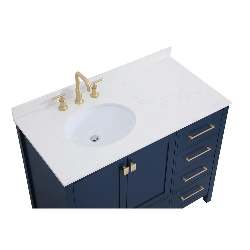42 inch Single Bathroom Vanity in Blue with Backsplash. Picture 10