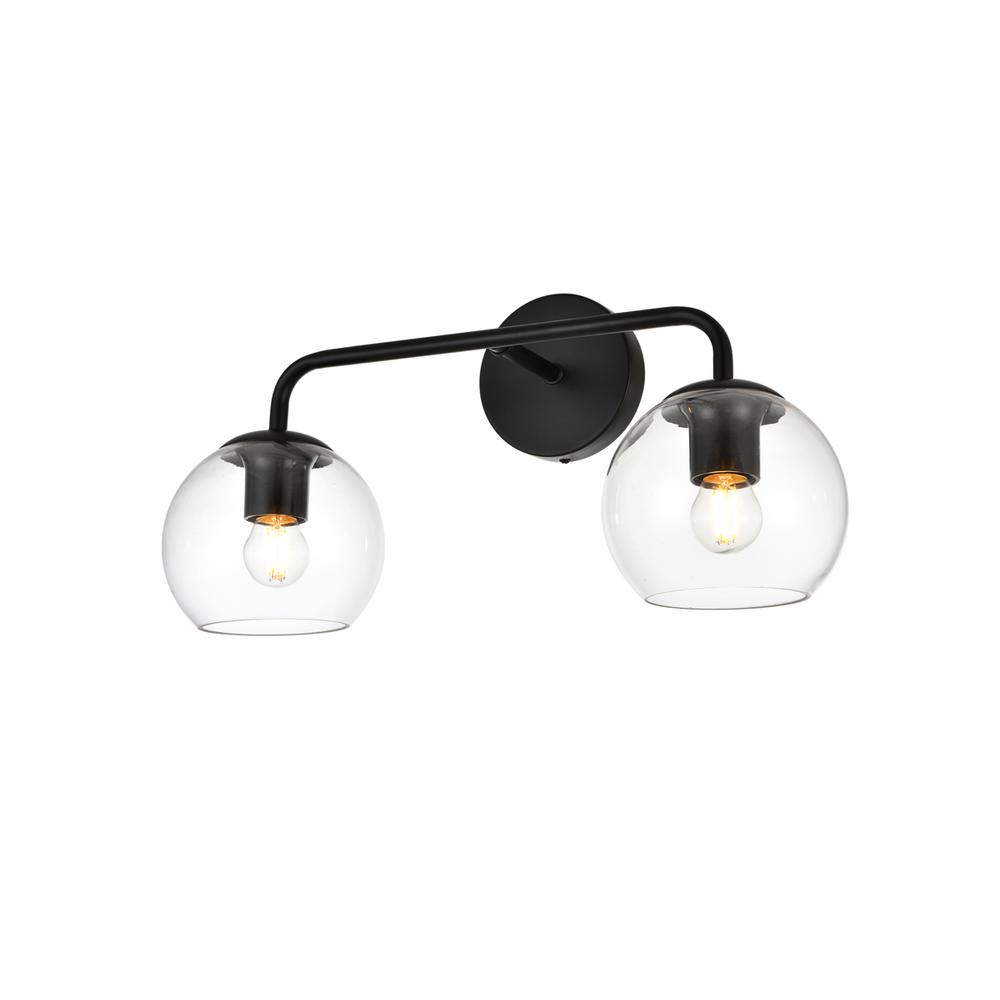 Genesis 2 light Black and Clear Bath Sconce. Picture 2