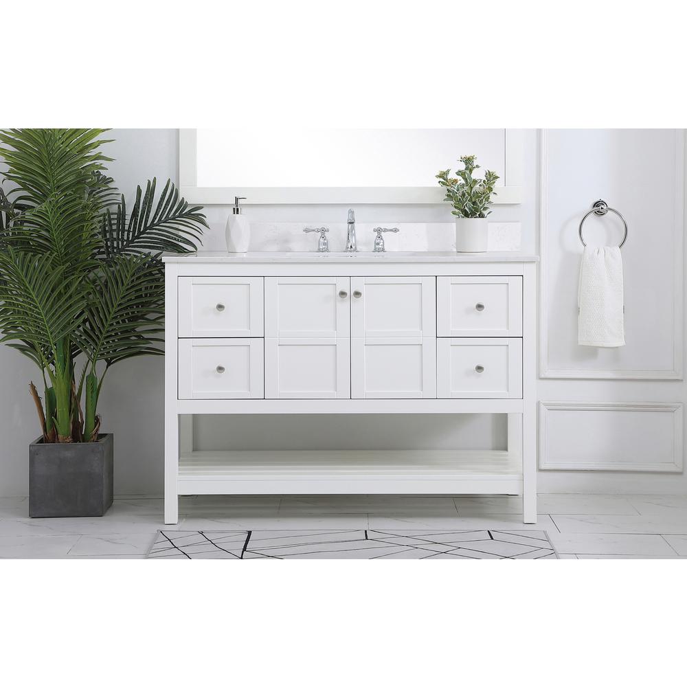48 inch Single Bathroom Vanity in White with Backsplash. Picture 14