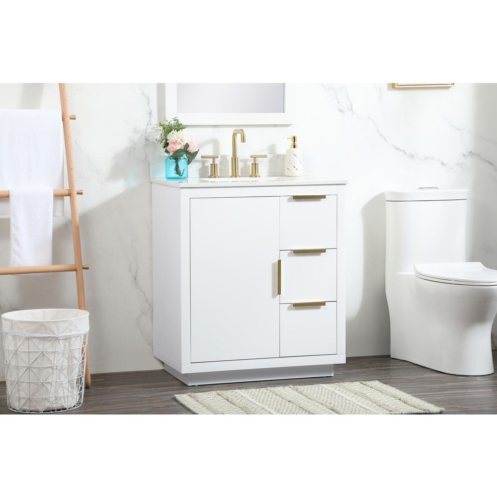 30 inch Single bathroom vanity in white with backsplash. Picture 2