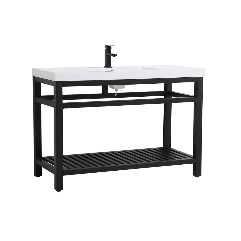 48 inch Single Bathroom Metal Vanity in Black. Picture 6
