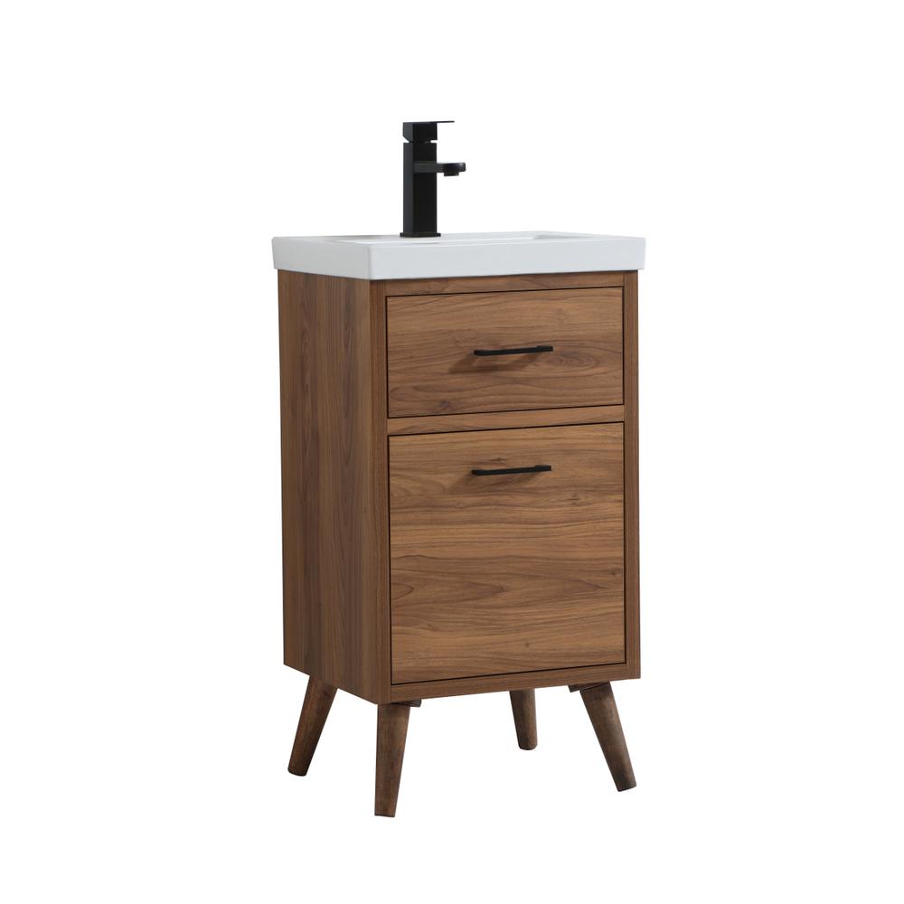 18 inch bathroom vanity in walnut brown. Picture 6