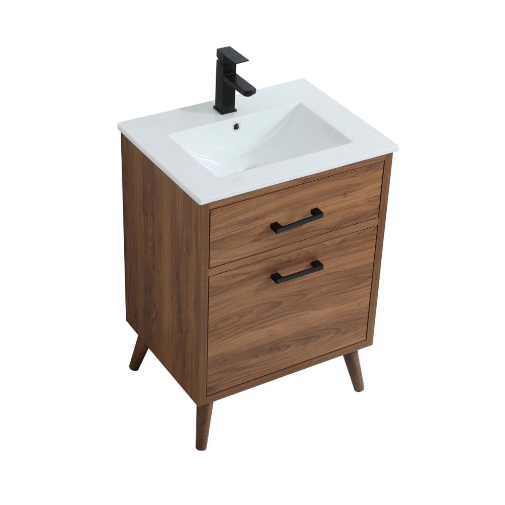 24 inch bathroom vanity in walnut brown. Picture 7