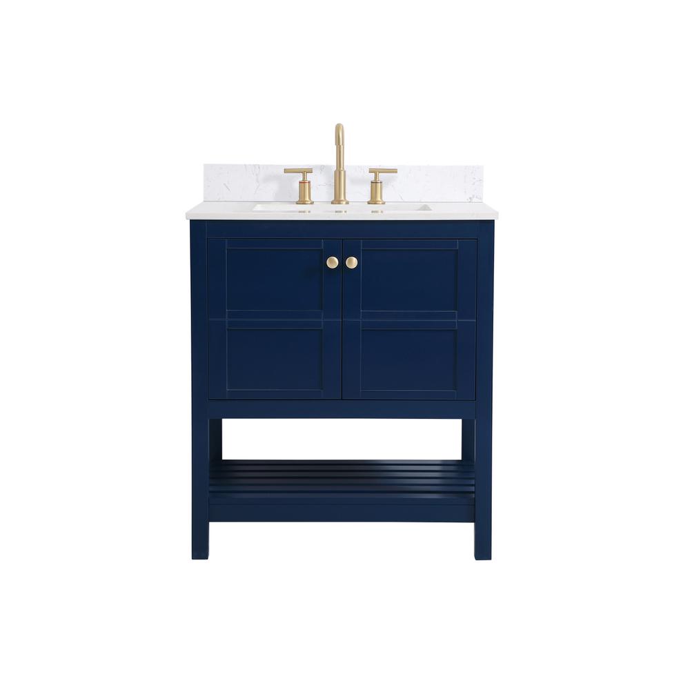 30 inch Single Bathroom Vanity in Blue with Backsplash. Picture 1