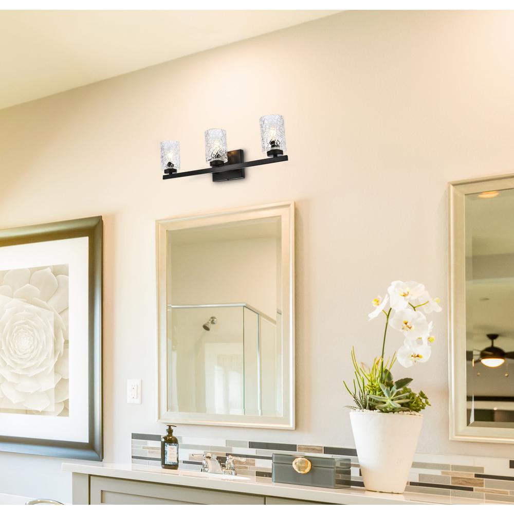 Cassie 3 lights bath sconce in black with clear shade. Picture 6