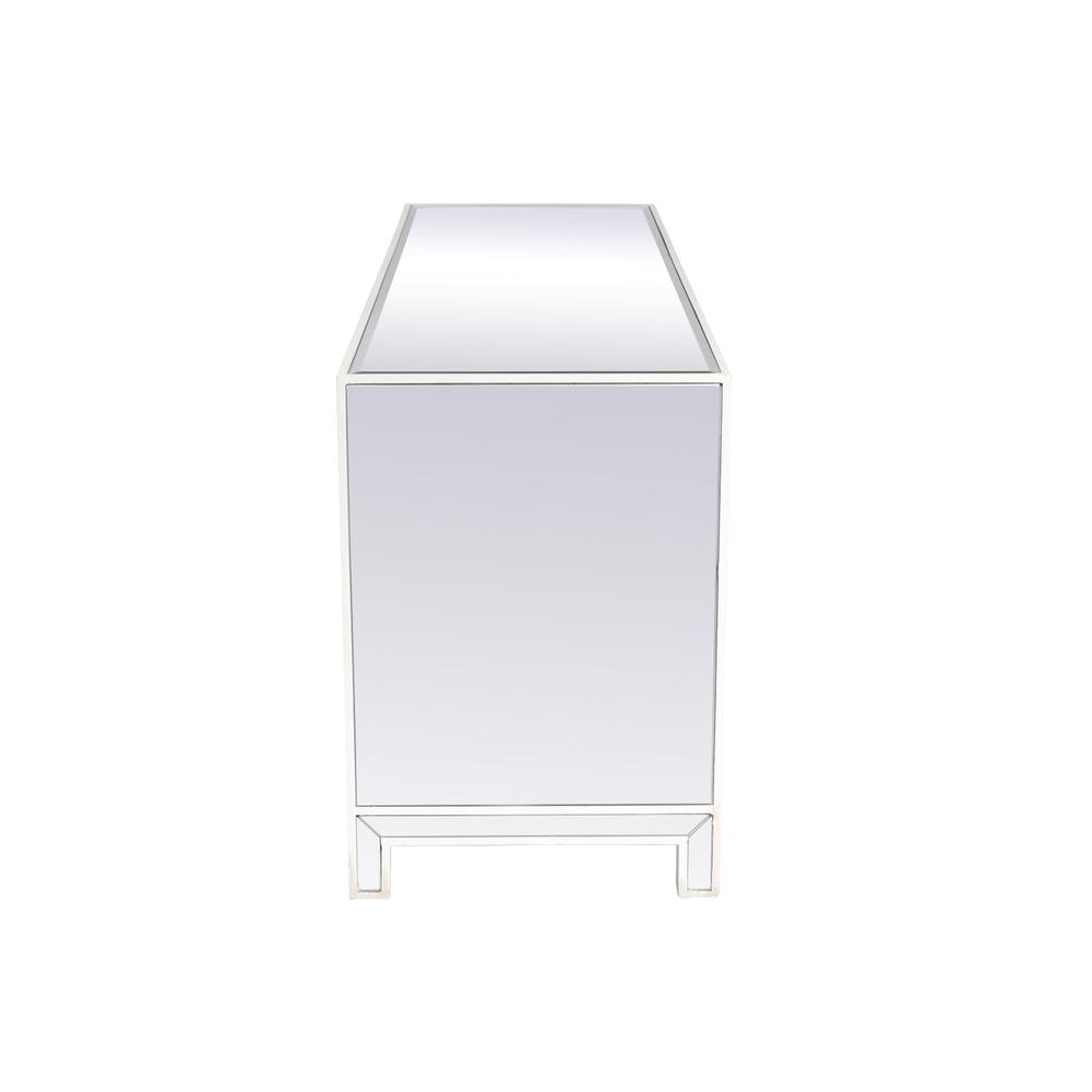 60 in. mirrored TV stand with wood fireplace insert in white. Picture 7