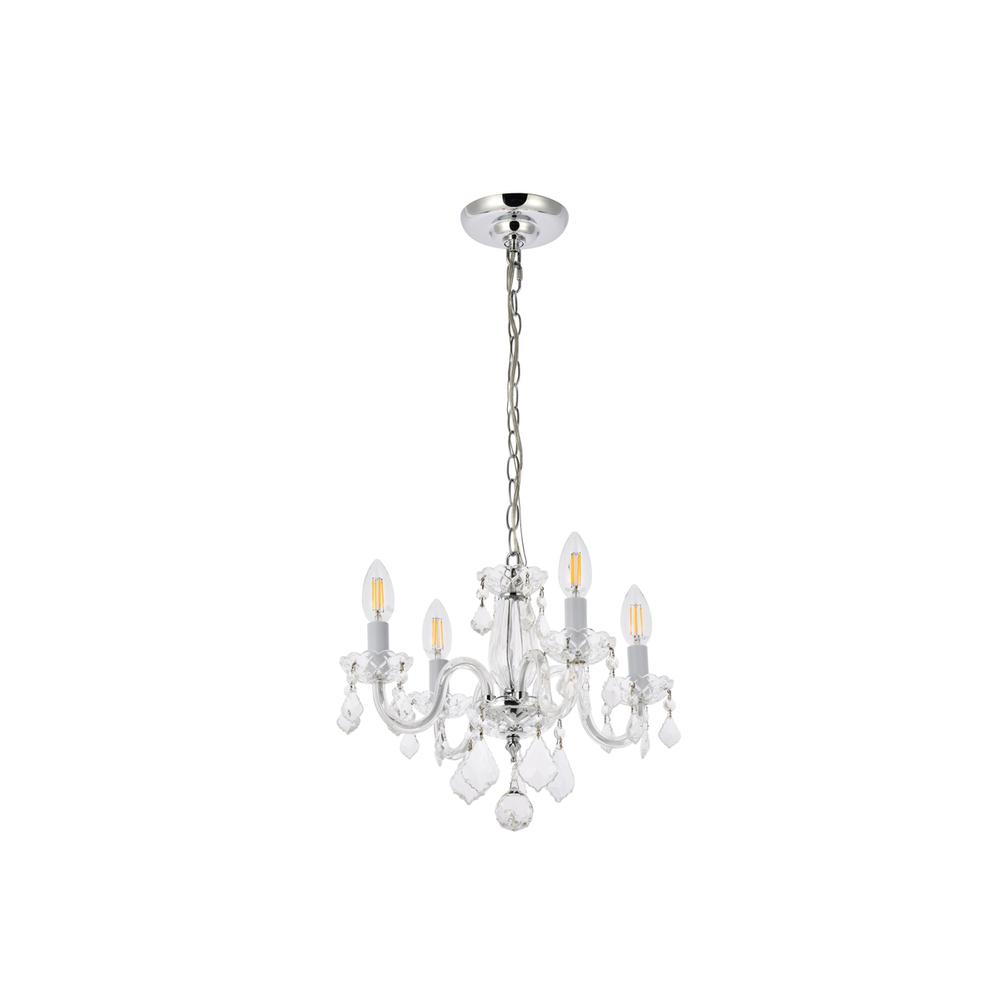 Rococo 4 light Chrome Pendant Clear Royal Cut Crystal. Picture 1