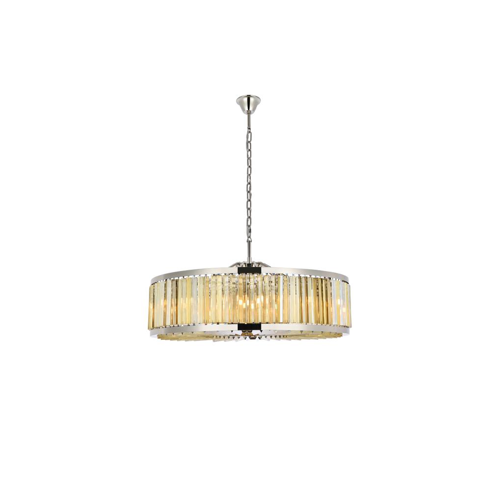 Chelsea 10 light polished nickel Chandelier Golden Teak. Picture 1