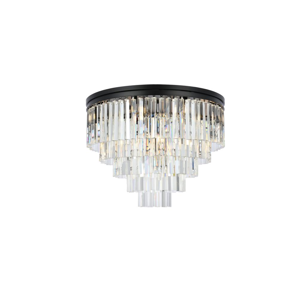 Sydney 17 light Matte Black Flush Mount Clear Royal Cut Crystal. Picture 1