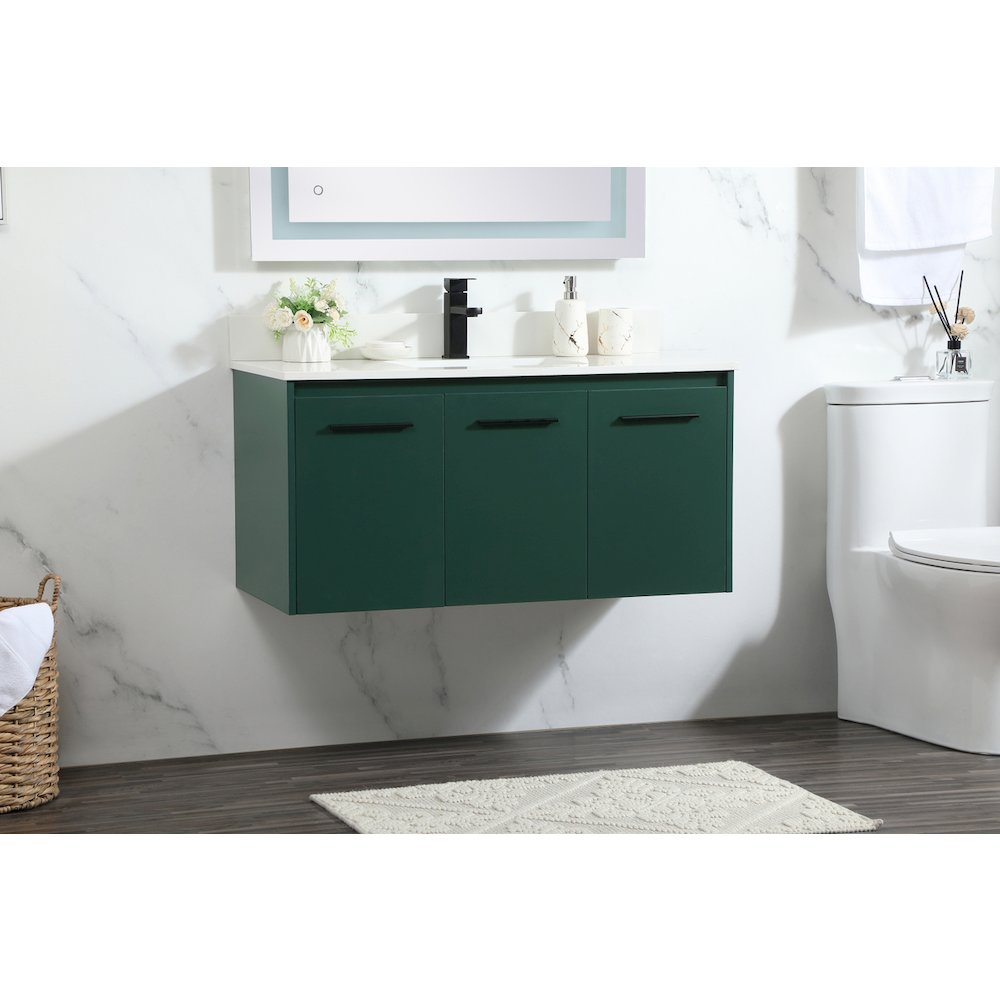 40 Inch Single Bathroom Vanity In Green With Backsplash. Picture 3