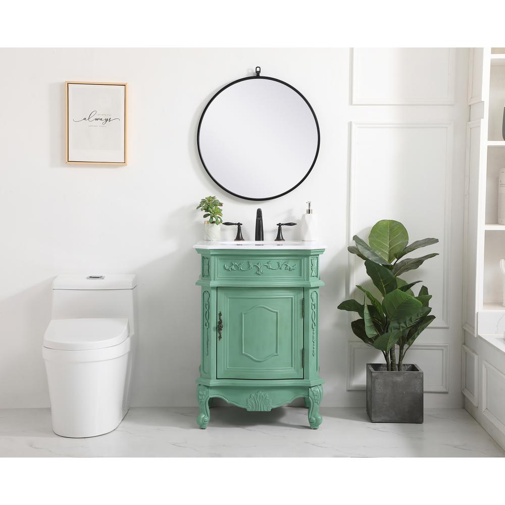 24 inch Single Bathroom vanity in vintage mint. Picture 4