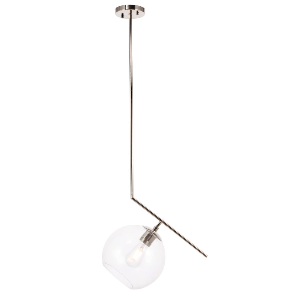 Ryland 1 Light Chrome  And Clear Glass Pendant. Picture 1