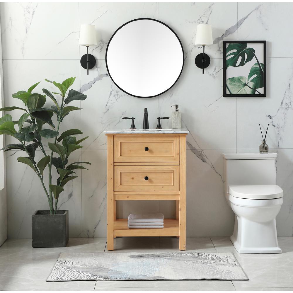 24 inch Single bathroom vanity in natural wood. Picture 4
