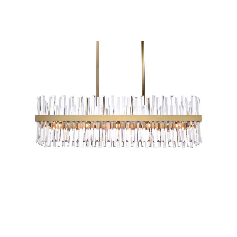 Serephina 42 inch crystal rectangle chandelier light in satin gold. Picture 2