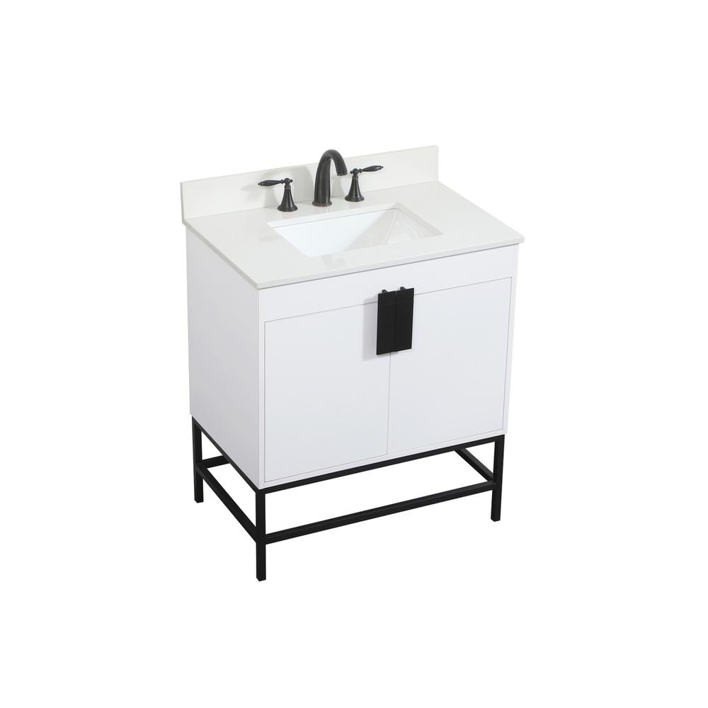 30 inch Single bathroom vanity in white with backsplash. Picture 8