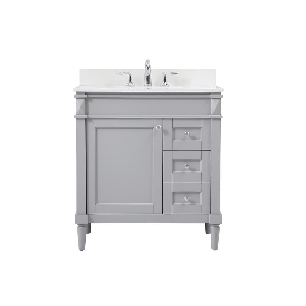 32 inch Single bathroom vanity in grey with backsplash. Picture 1