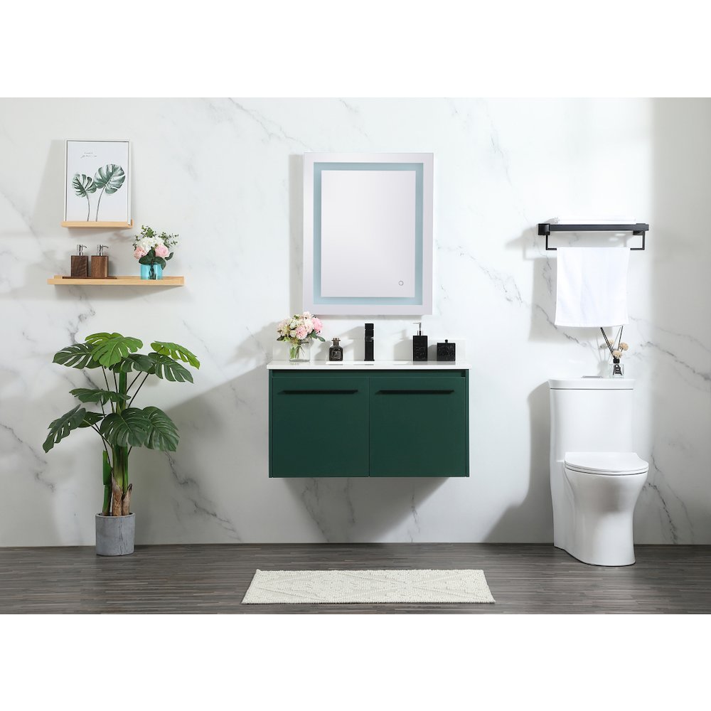 36 Inch Single Bathroom Vanity In Green With Backsplash. Picture 5