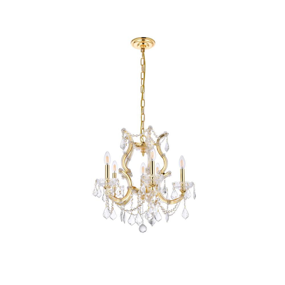 Maria Theresa 6 light Gold Pendant Clear Royal Cut Crystal. Picture 6