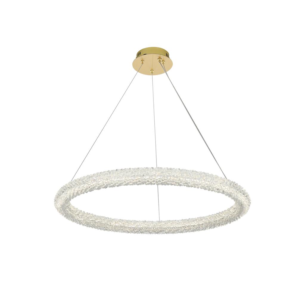 Bowen 32 inch Adjustable LED Chandelier in Satin Gold. Picture 2