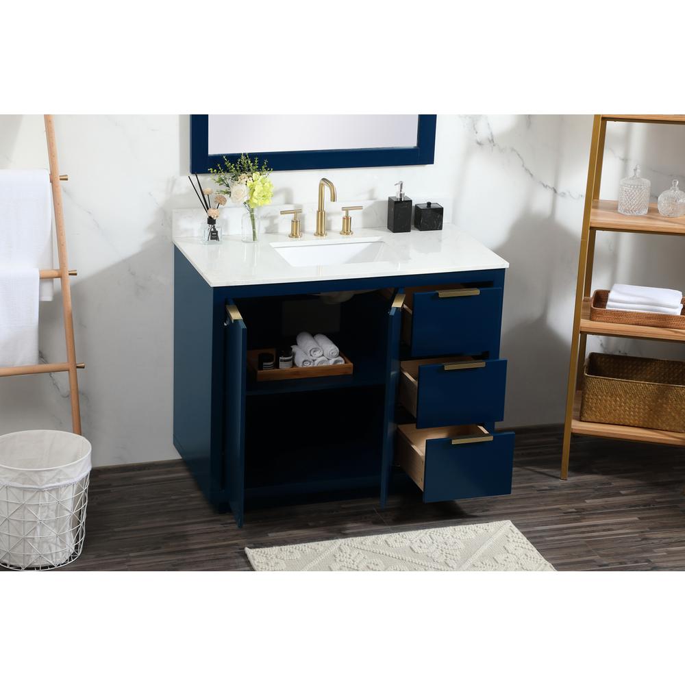 42 inch Single bathroom vanity in blue with backsplash. Picture 3