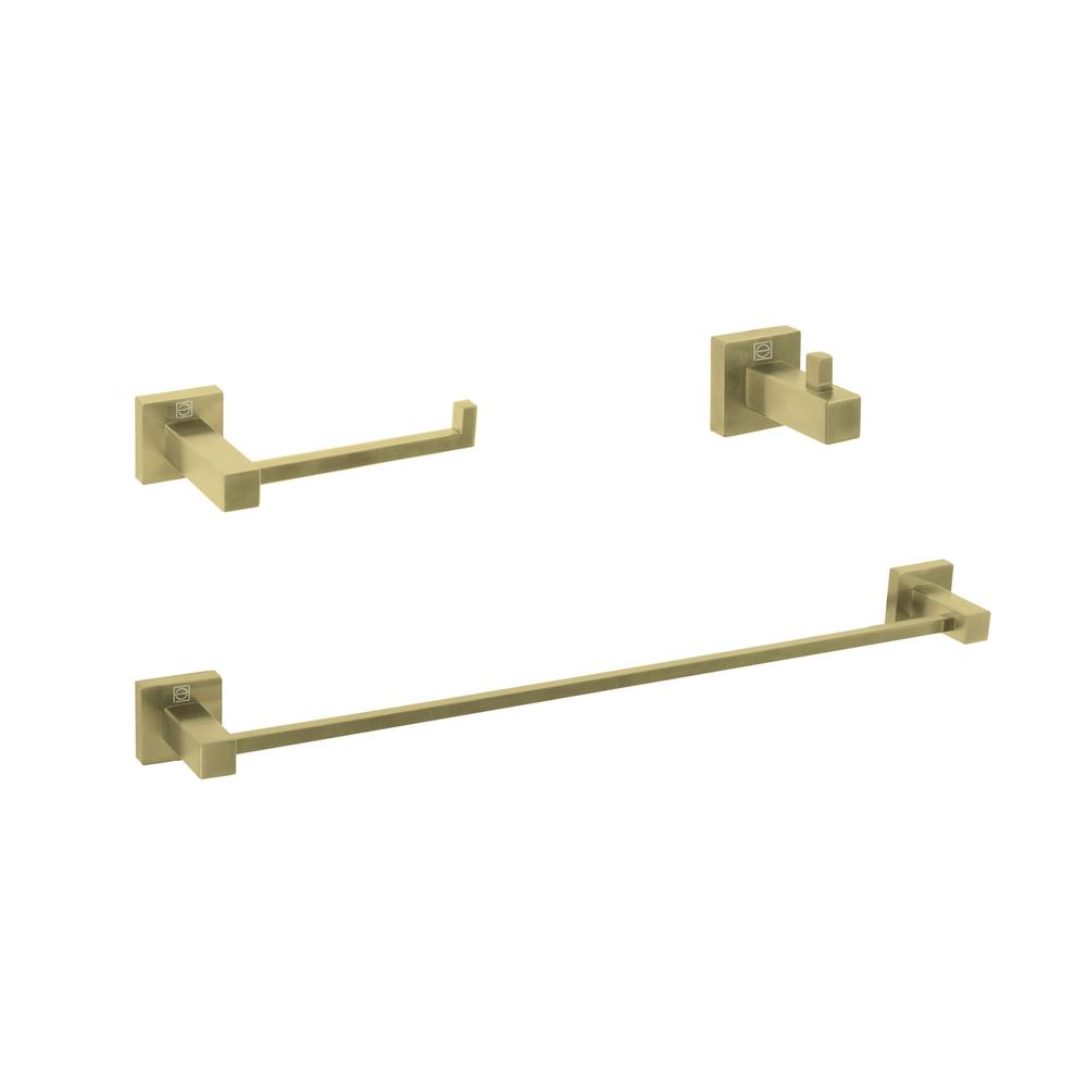 Isla 3-Piece Bathroom Hardware Set in Brushed Gold. Picture 1