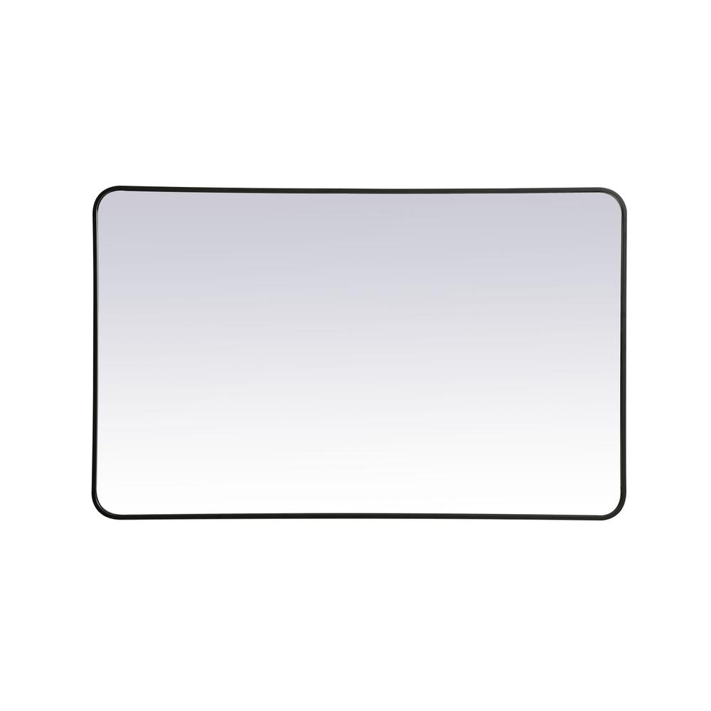 Soft corner metal rectangular mirror 30x48 inch in Black. Picture 1