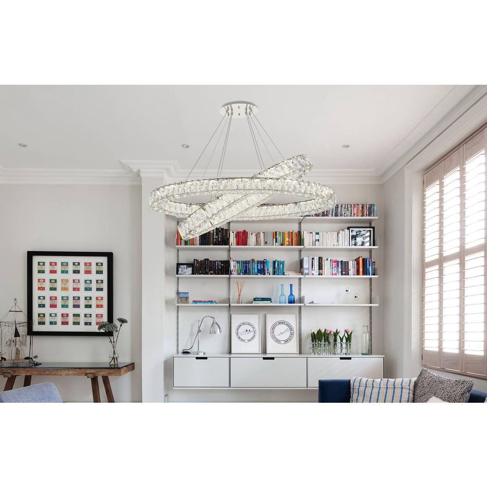 Monroe Integrated LED light Chrome Chandelier Clear Royal Cut Crystal. Picture 7