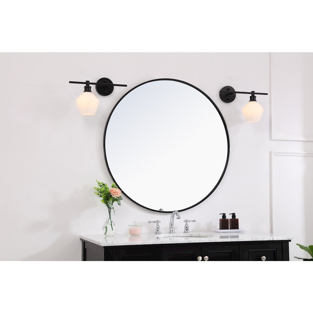 Gene 1 Light Black And Frosted White Glass Right Wall Sconce. Picture 12