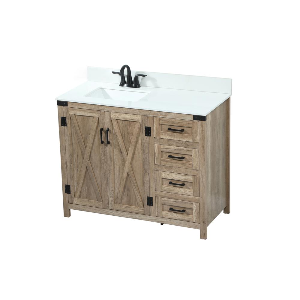 42 inch Single bathroom vanity in natural oak with backsplash. Picture 8