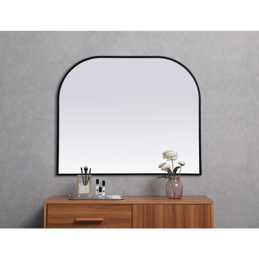 Metal Frame Arch Mirror 36x30 Inch in Black. Picture 3
