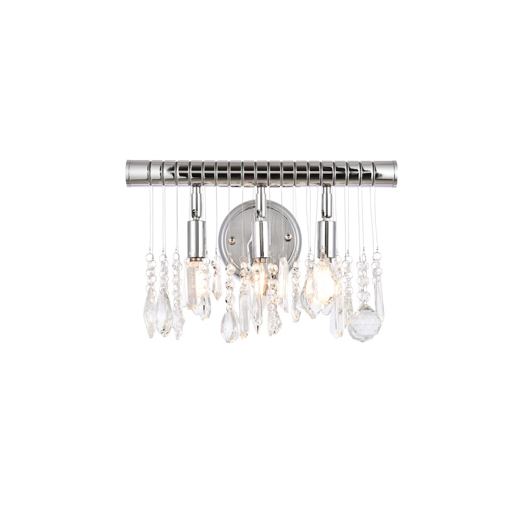 Chorus Line 3 Light Chrome Wall Sconce Clear Royal Cut Crystal. Picture 1