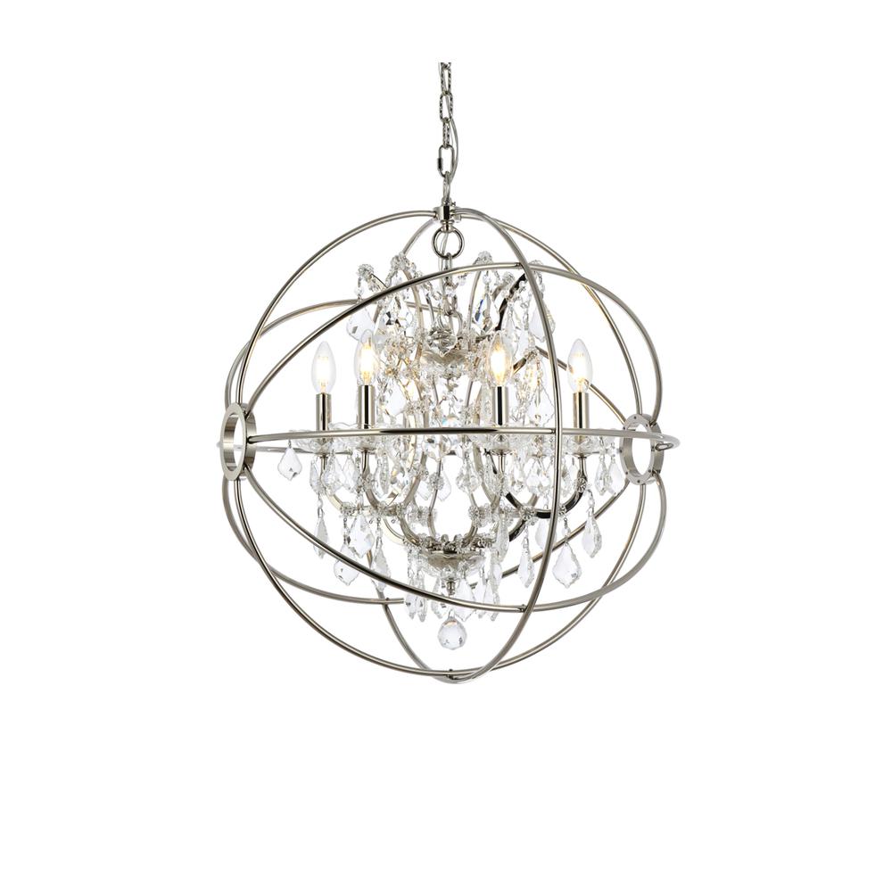 Geneva 6 light polished nickel Chandelier Clear Royal Cut crystal. Picture 2
