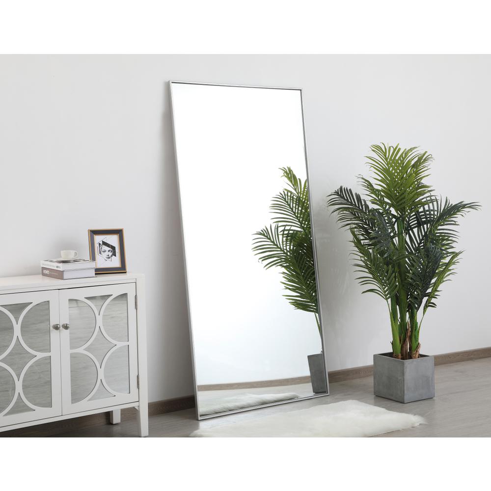 Metal frame rectangle mirror 36 inch in silver. Picture 2