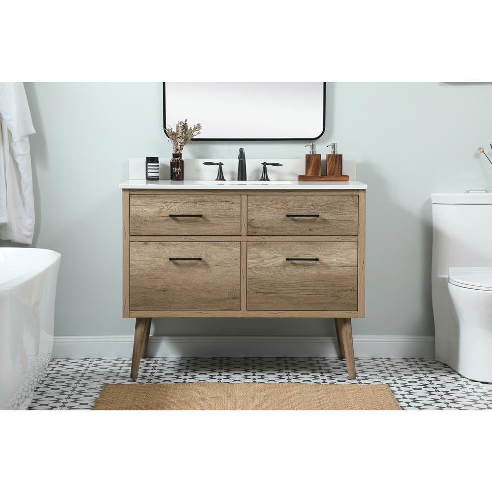 42 inch Single bathroom vanity in natural oak with backsplash. Picture 14