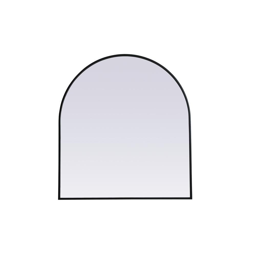 Metal Frame Arch Mirror 33x36 Inch in Black. Picture 1