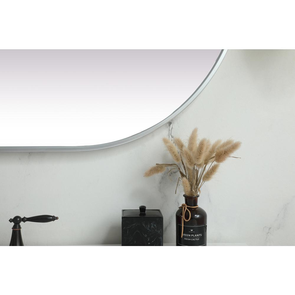 Metal Frame Oval Mirror 30x48 Inch in Silver. Picture 5