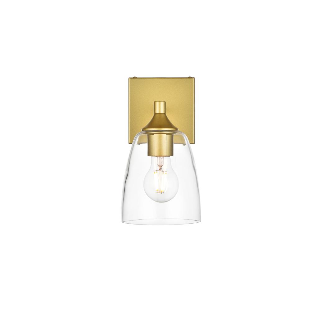 Gianni 1 light Brass and Clear Bath Sconce. Picture 1