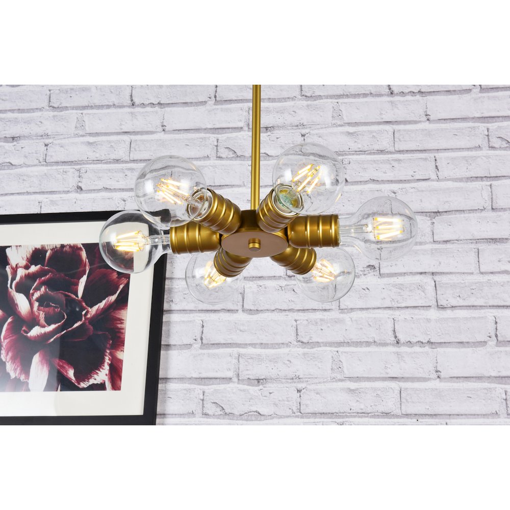 Reyes 6 Lights Brass Pendant. Picture 9