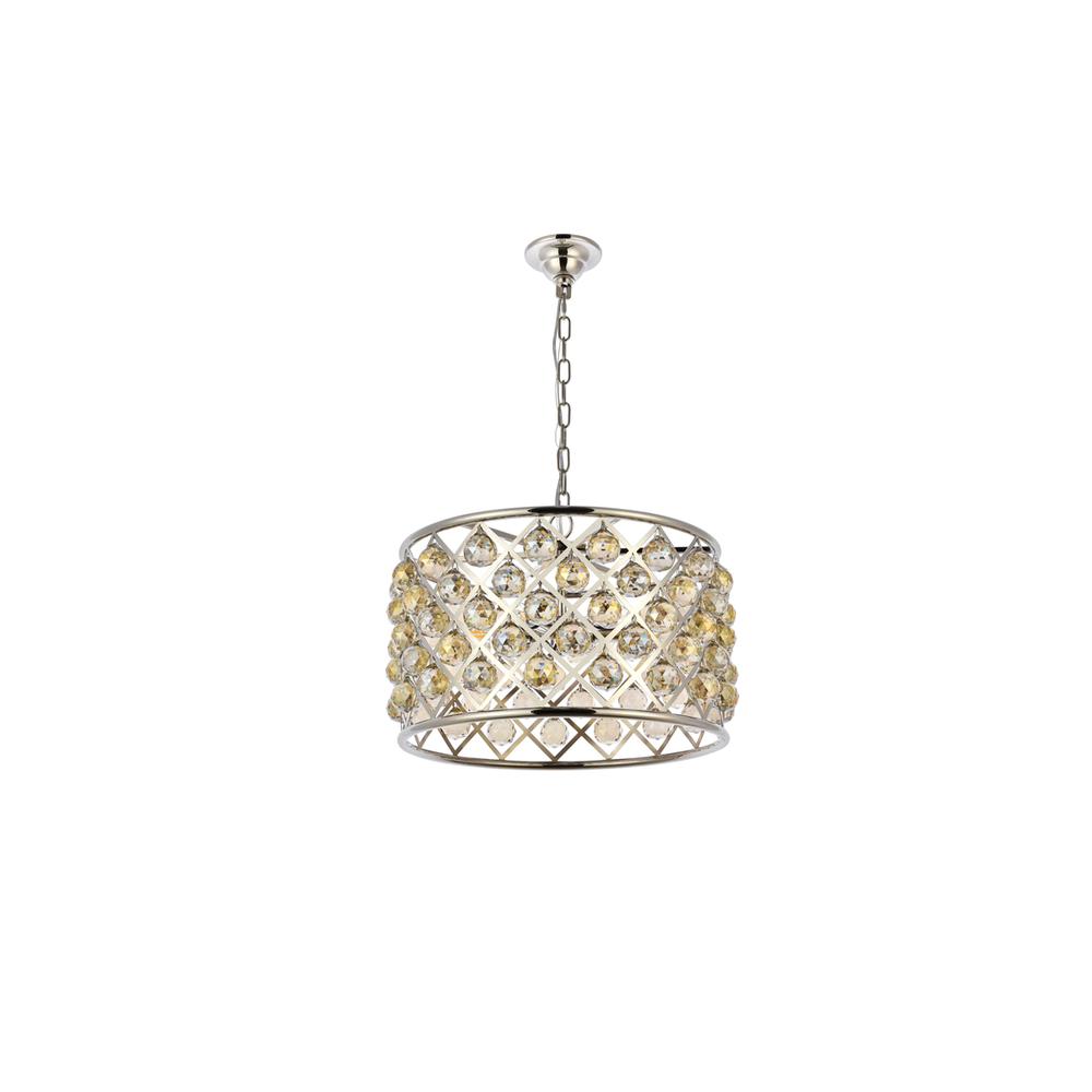 Madison 6 light polished nickel Pendant Golden Teak (Smoky) Royal Cut Crystal. Picture 6