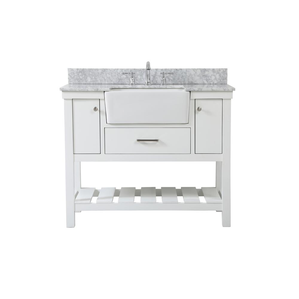 42 inch Single bathroom vanity in white with backsplash. Picture 1