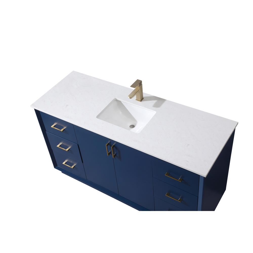 60 Inch SIngle Bathroom Vanity In Blue. Picture 10