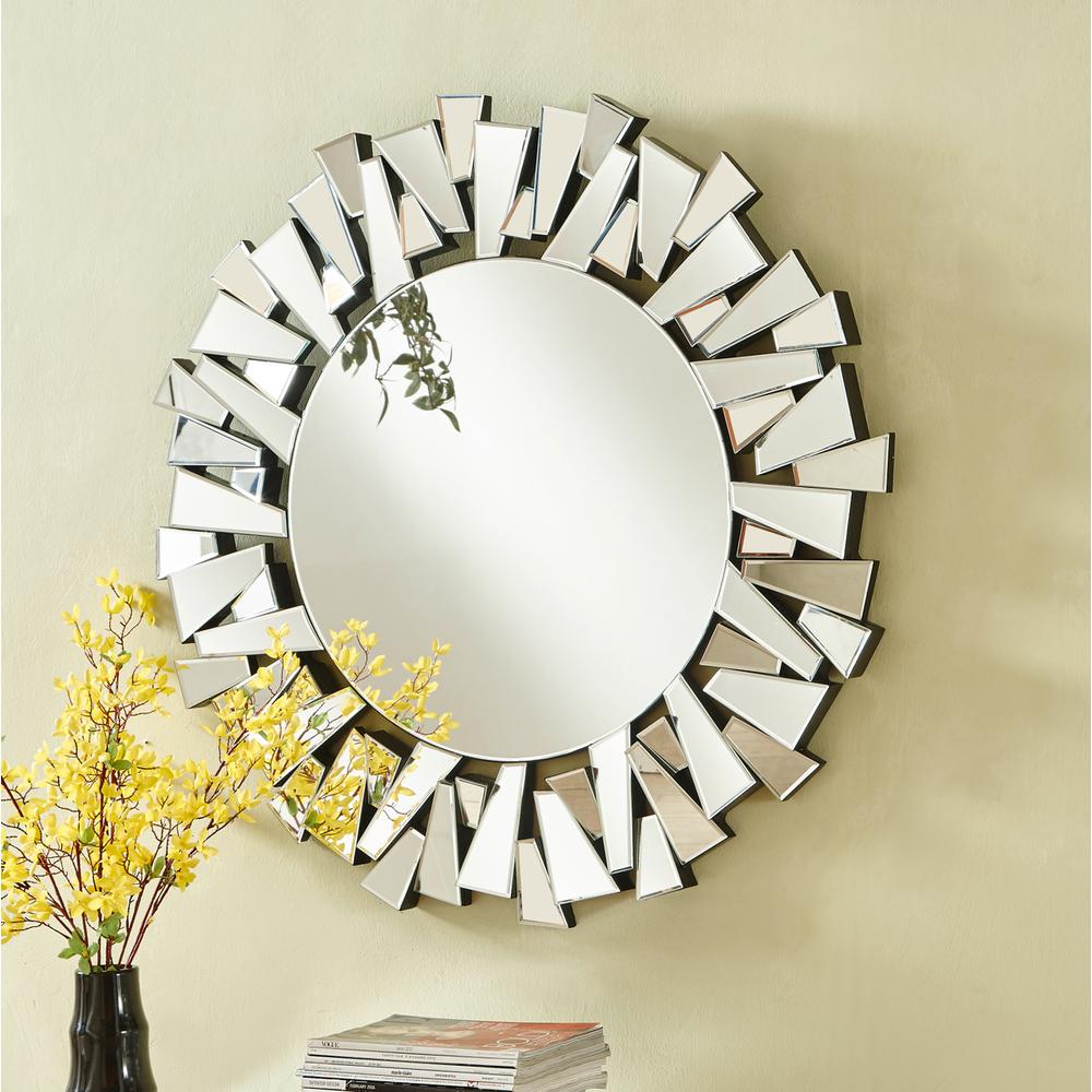 Sparkle 31.5 in. Contemporary Round Mirror in Clear. Picture 4