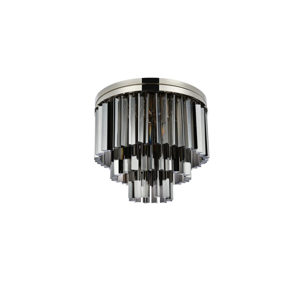 Sydney 9 light polished nickel Flush Mount Silver Shade (Grey) Royal Cut Crystal. Picture 6