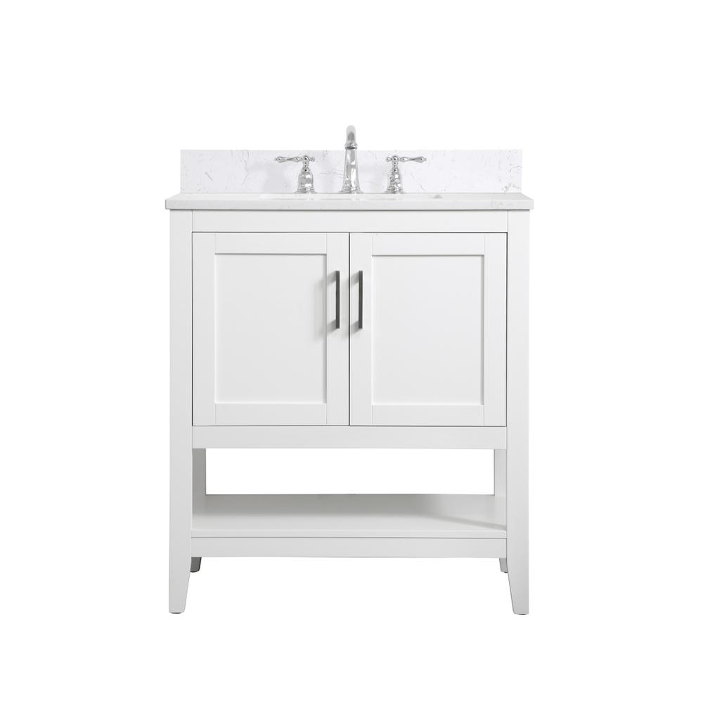 30 inch Single Bathroom Vanity in White with Backsplash. Picture 1